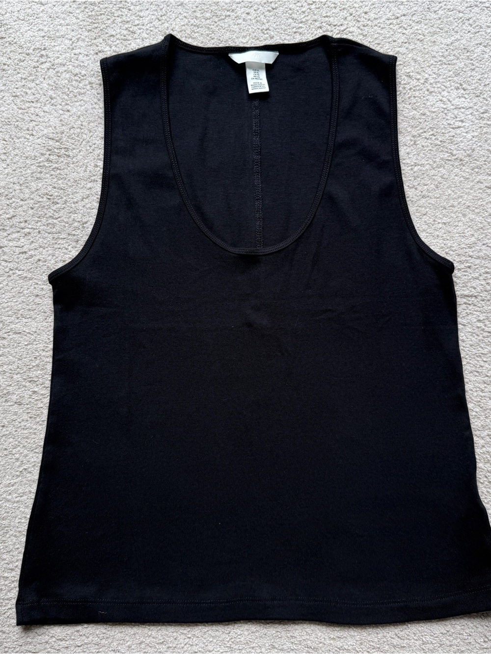 H&M Women Tank Top Black Scoop Neck Stretch Pullover Sleeveless Casual XL New